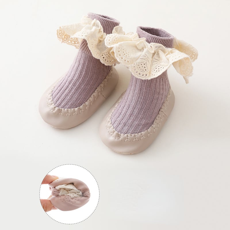 0-2Y autumn and winter baby slippers and socks, baby socks, anti-skid soles, children's socks, princess socks, shoes