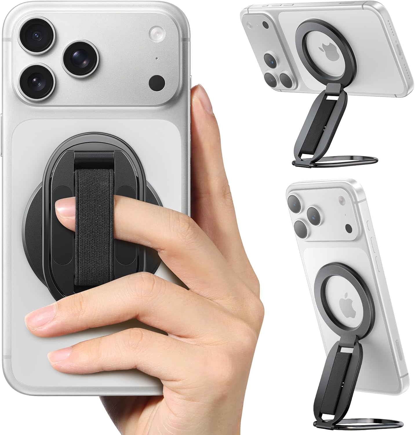 2026 Upgraded] SUPERONE MagSafe Phone Grip for MagSafe Kickstand, Removable Cell Phone Grip Magnetic Ring Holder with Two-Sided Magnets, Mag Safe Ring