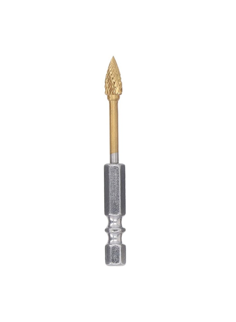 1 / 4 Inch Hex Shank Carbide Double Cut Rotary Burr Grinder Bit for Woodworking Carving Polishing 3-G6