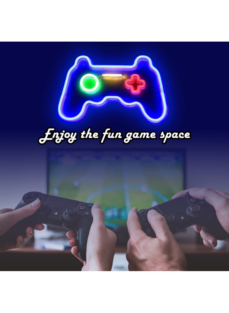 Gamepad Design Gaming Neon Light Game Room Wall Decoration Teen Boys Bedroom Atmosphere Lamp (W41 x D28)cm / (W16.1 x D11)inch