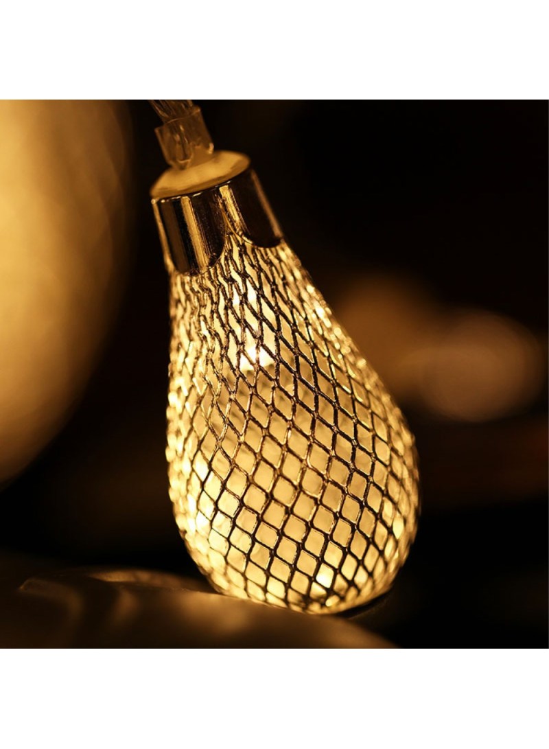 1.5m 10-LED Morocco Iron Art Water Drop String Light Home Party Decorative Lamp, Constant Warm Light