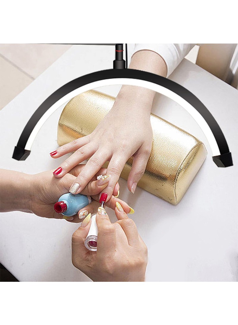 20W 16In Retractable Beauty Light, Folding LED Floor Light with Mobile Phone Holder, 180° U-Shaped Fill Light for Lighting Work of Estheticians, Tatto