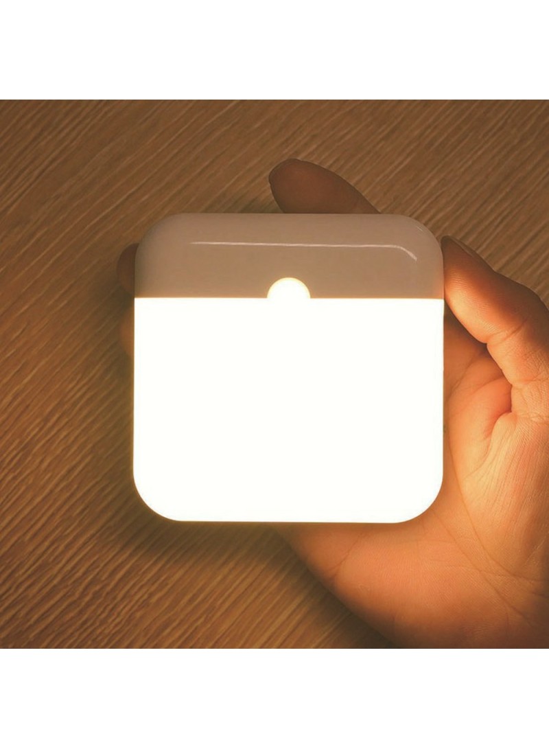 120 Degree Angle Motion Sensor Night Light, Rechargeable Magnetic LED Cabinet Light F6 (L3 x W3 x H0.7)inch - White Light