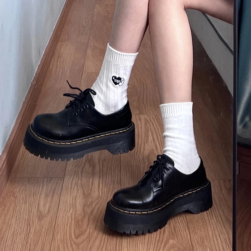 Hot Sale Shoes for Women Mary Janes 's High Heels Fashion Lace Up Casual Boots New Round Toe Platform