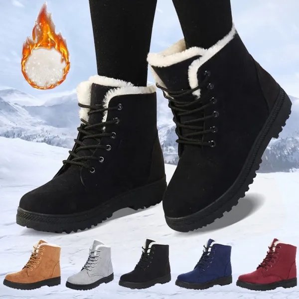 Women Winter Warm Fur Lined Snow Boots Casual Short Boots
