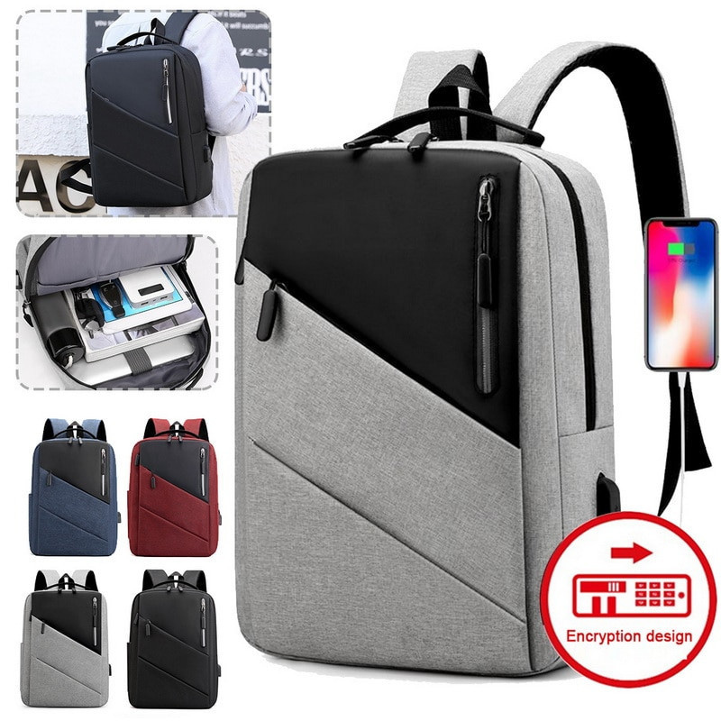 Fashion Men Laptop Backpack USB Charging Anti Theft Notebook Backpacks Casual Schoolbag Male Business Travel Bags Rucksack