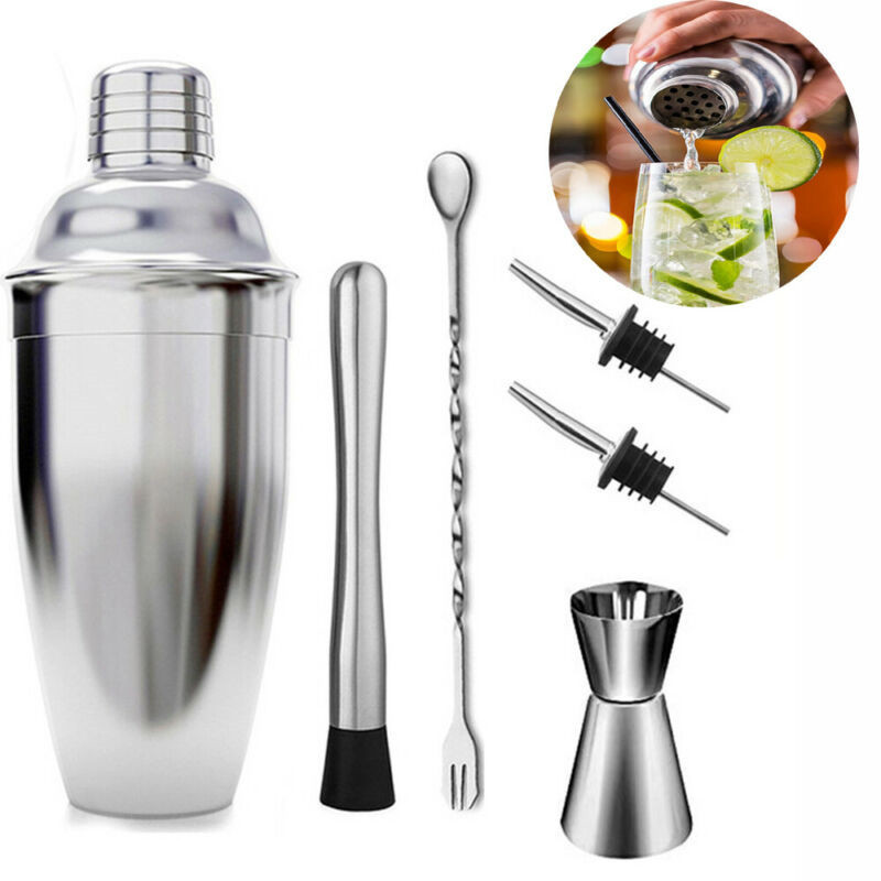 6pcs/set Stainless Steel Cocktail Shaker Mixer Wine Martini Boston Shaker For Bartender Drink Party Bar Tools 750ML