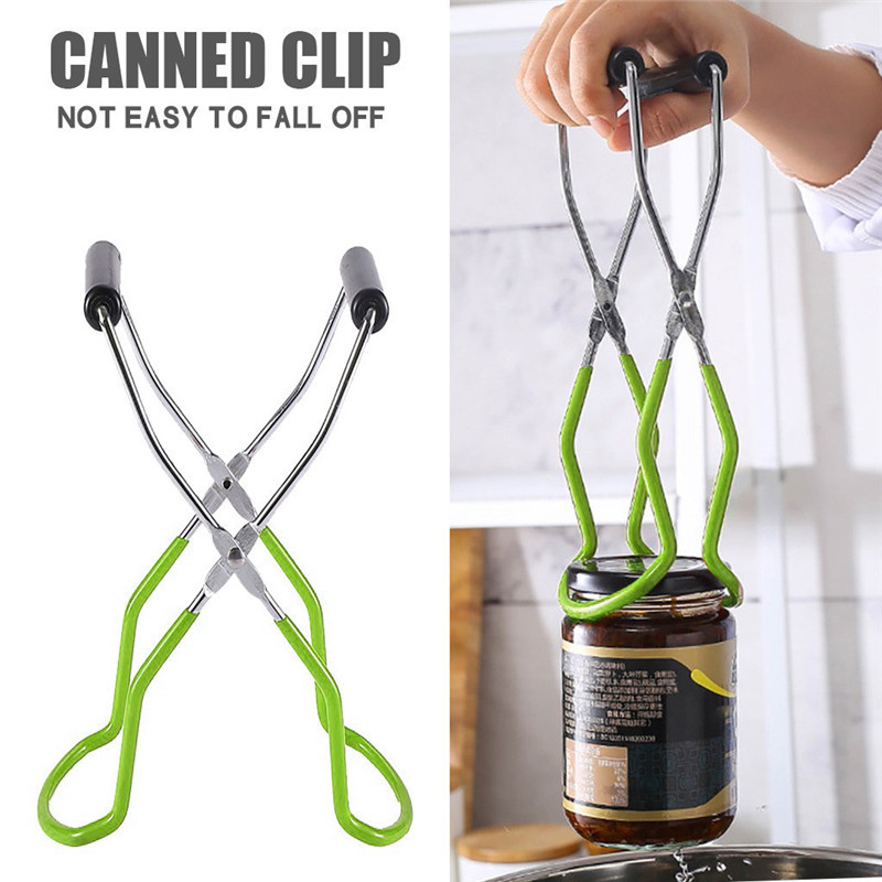Canning Jar Lifter With Grip Handle Stainless Steel Can Tongs Clip Heat Resistance Anti-Clip Glass Bottle Holder Kitchen Tool