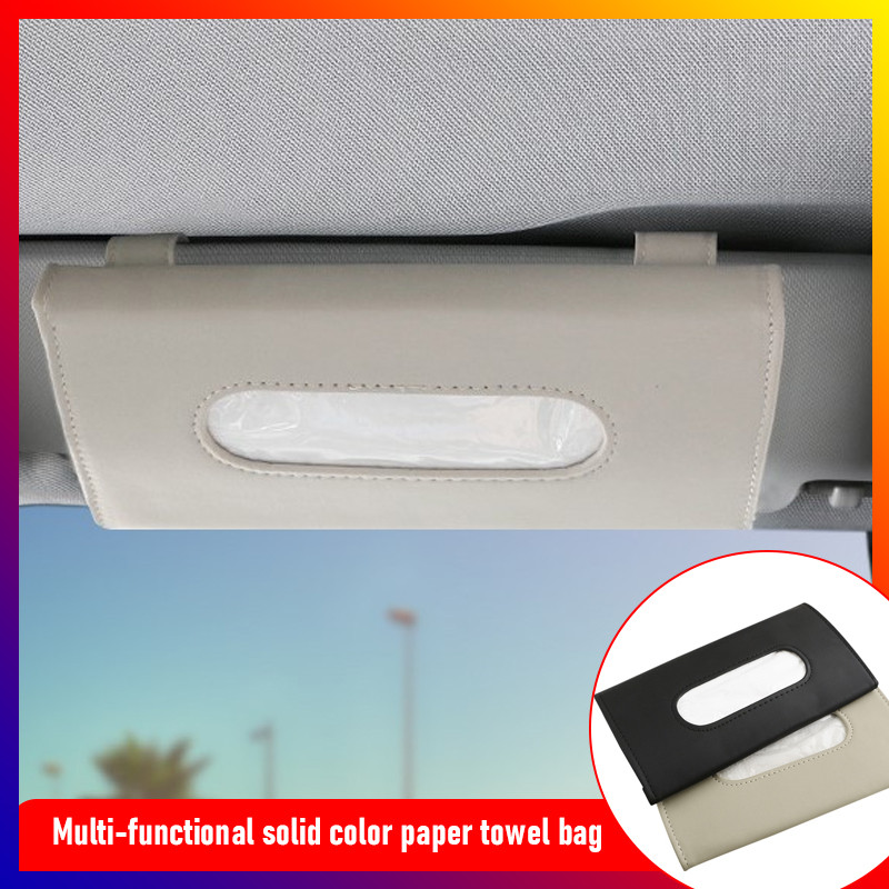 PU Leather Car Tissue Box Car Sun Visor Block Hanging Container Towel Napkin Holder Paper Rack Organizer Storage Bag