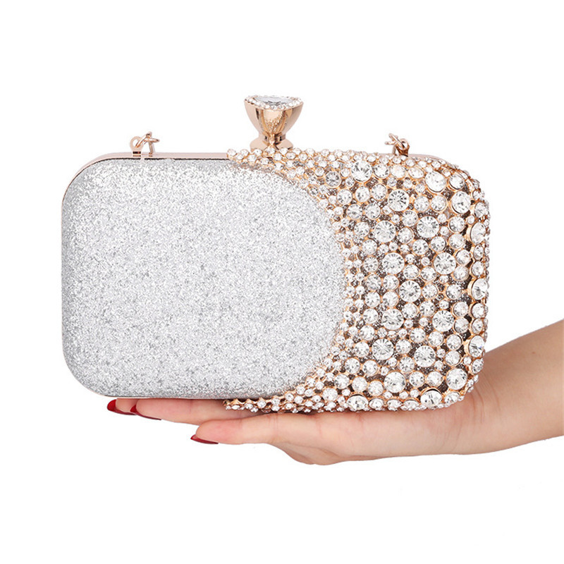 Fashion Diamonds Hollow Evening Clutch Bag Sequins Women Handbag Shinny Rhinestones Shoulder Crossbody Bags Purse Party Tote