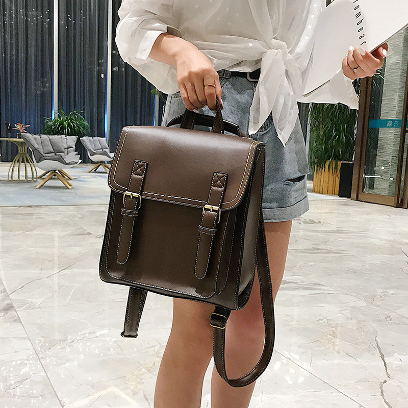 Vintage Ladies Backpack Female PU Leather Bag Women's Backpack Fashion Bookbag for Girls High Quality Casual Shoulder Bag