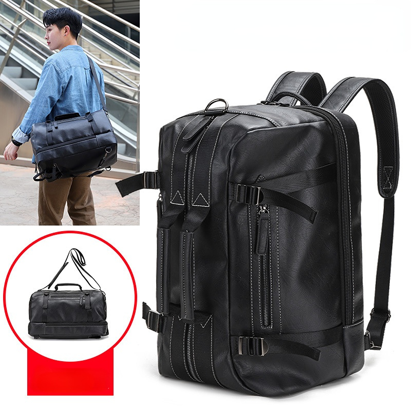 Luxury PU Leather Men Backpack Large Capacity Waterproof Travel Backpack Boy Laptop Bag Male Business Shoulder Bags Handbag