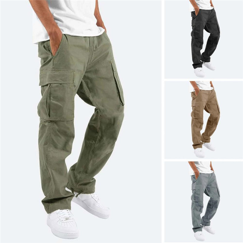 Autumn Men Pants Hip Hop Harem Joggers Pants New Casual Male Trousers Mens Overalls Solid Multi-pocket Pants Sweatpants