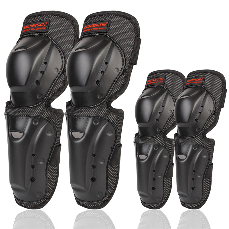 4pcs/set Motorcycle Bike Racing Skating Elbow Knee Shin Armor Guard Protector Guards Protective Motocross Cycling Sport Gear Pad