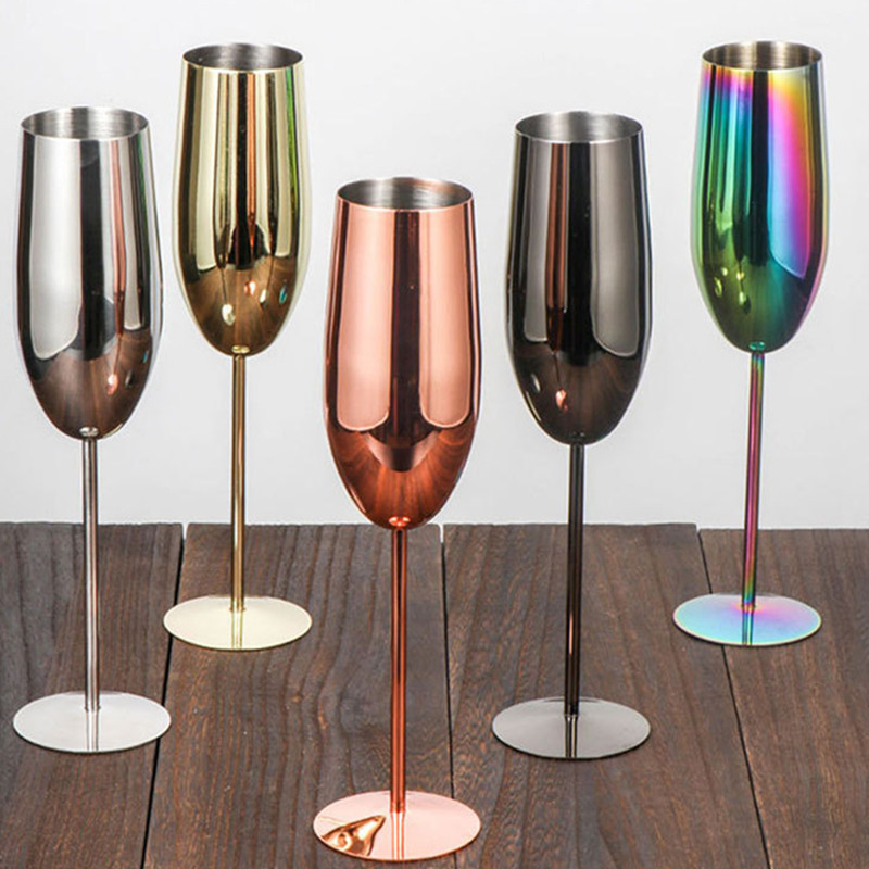 280ML Stainless Steel Red Wine Cup Champagne Flutes Glass Metal Cocktail Goblet Beer Whisky Cup Party Drinkware Bar Accessories