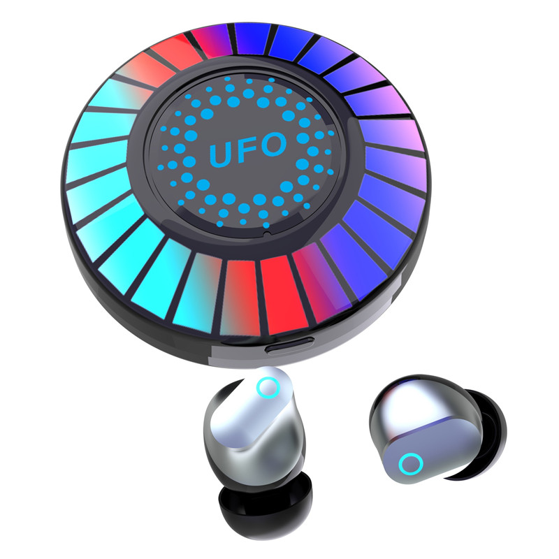 UFO Game Bluetooth Earphone Colorful RGB Light Effect Wireless Headphone TWS HIFI Stereo Headset Noise Reduction Earbud With Mic