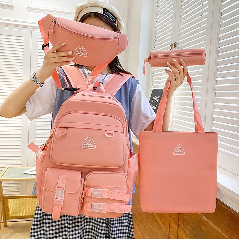 4pcs/set School Bag For Girls Multifunctional Student Book Bags Large Capacity Teen Girl Schoolbag Fashion Women Backpack