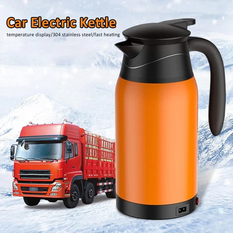 1L Vehicle Heating Cup Car Electric Kettle Temperature Digital Display Insulation Boiling Water Bottle 12V 24V Universal