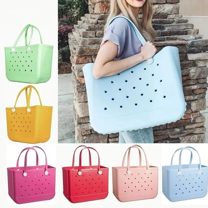 Fashion Beach Bag Summer EVA Beach Basket Women Picnic Tote Bags Holes Waterproof Handbag Pouch Shopping Shoulder Bag