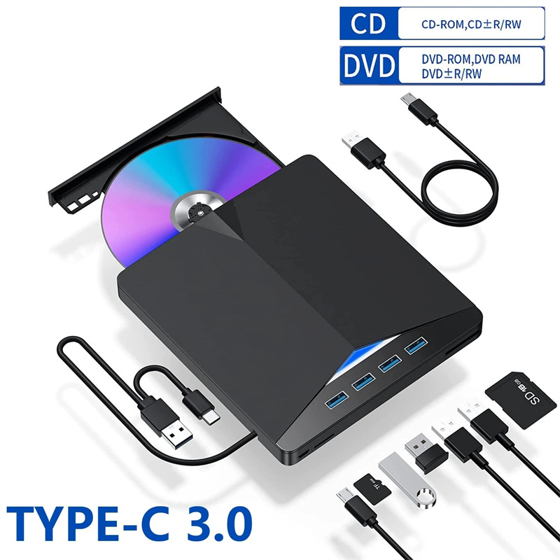 7-in-1 USB 3.0 Type C External CD DVD RW Optical Drive DVD Burner Reader Player Super Optical Drive For PC Laptop Notebook