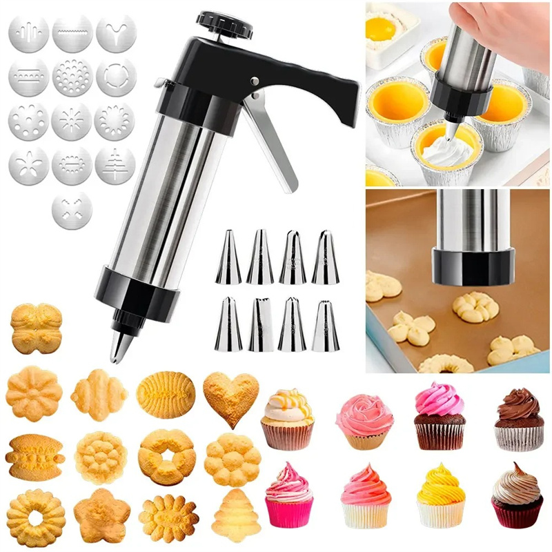 Stainless Steel Cake Cream Decorating Cookie Tool Biscuit Hand Pressing Machine Cookie Press Maker Kit For Kitchen Accessories