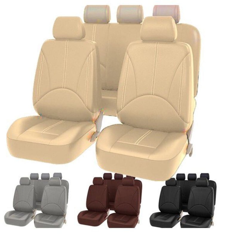 9pcs/set Universal Auto Seat Cover Front Rear Head Rest Protector Covers Four Season Car Seat Cover PU Leather Seat Back Cushion