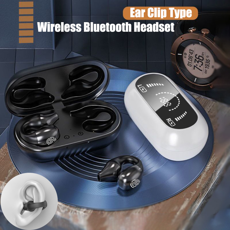 TWS Wireless Headphone Bone Conduction Bluetooth Earphones Stereo Sound Touch Control Ear Clip Headset For Xiaomi iPhone