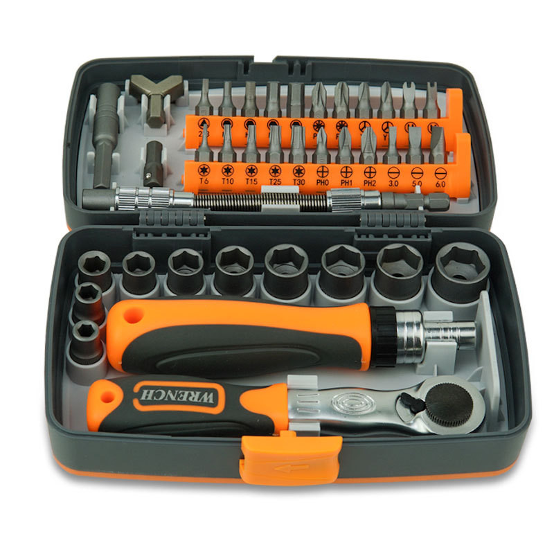 38pcs Torque Socket Wrench Set Household Ratchet Handle Wrench Combination Car Tool Set Hardware Manual Toolbox Screwdriver Set