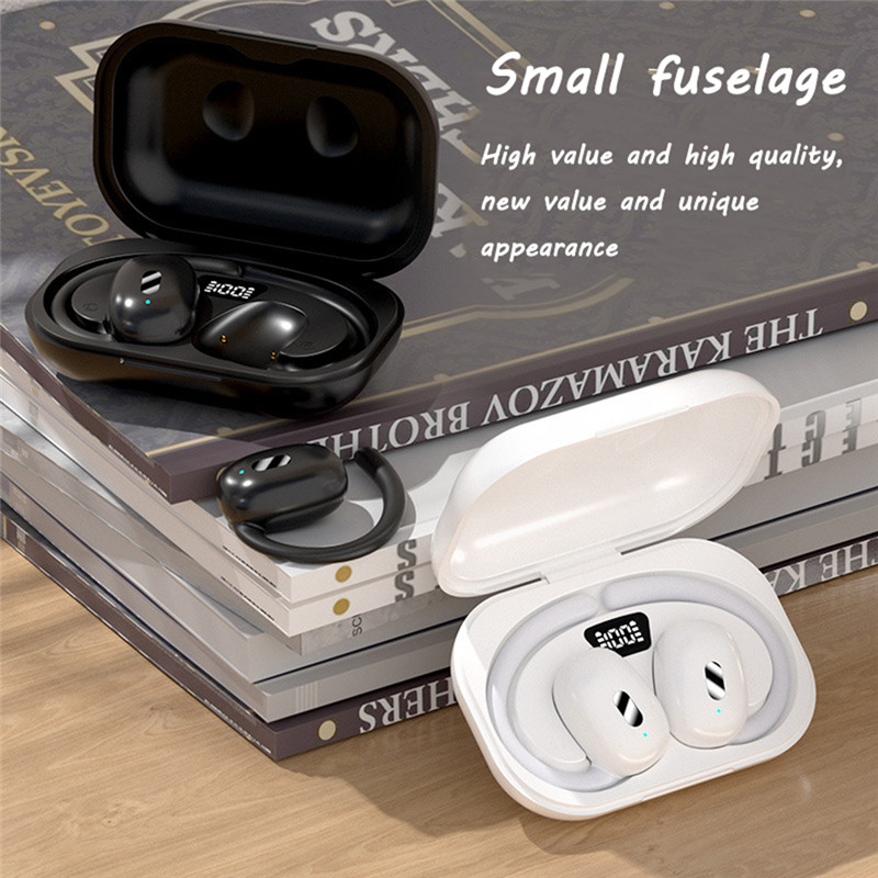 Wireless Headphones Air Conduction Bluetooth Headset With Power Display Charging Case Hanging Ear Earphone Earbuds With Mic
