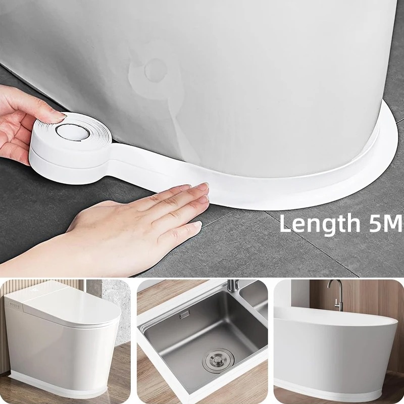 5M Waterproof Mildew Proof Tapes Kitchen Sink Wall Corner PVC Sealing Strip Tape Bathroom Bath Toilet Caulk Tape Self Adhesive