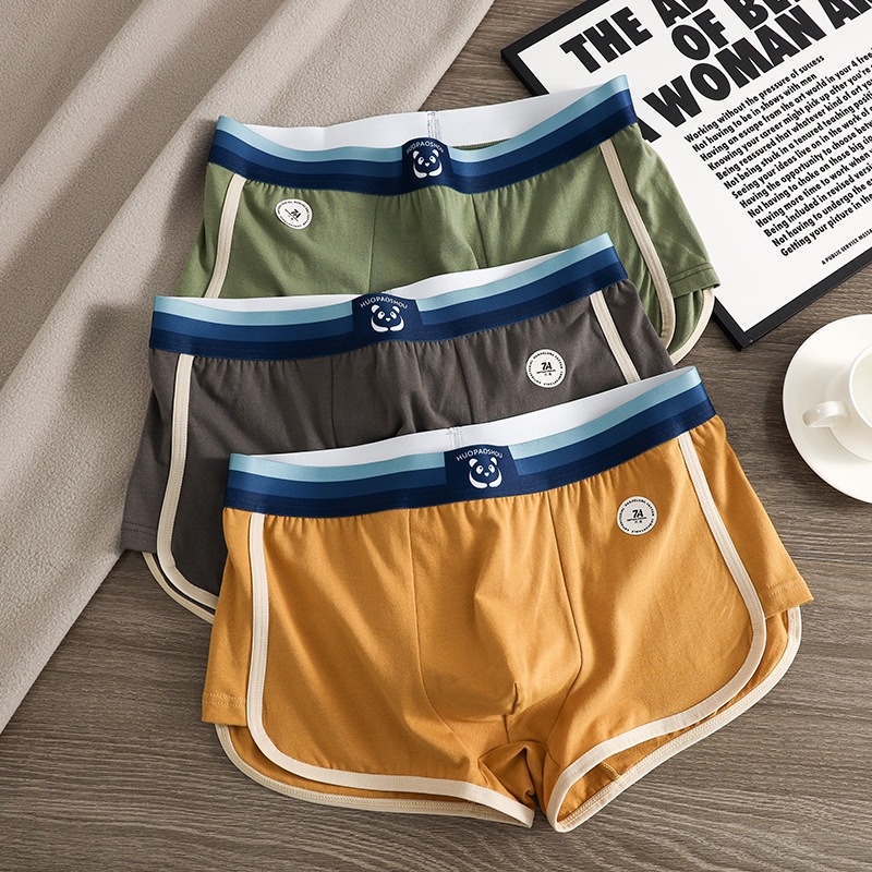 1pcs 7A Antibacterial Underpants Men 100%Cotton Breathable Big U Mesh Crotch Trendy Boxers High Elastic Waist Men's Panties