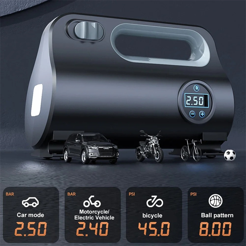 12V Car Tire Inflator Air Pump Portable Car Automatic Electric Air Compressor for Motorcycle Bicycle Inflatable with LED Light