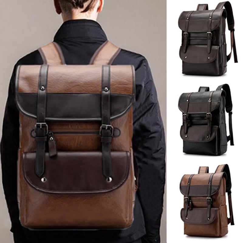 Fashion Men Backpack Waterproof PU Leather Travel Bag Man Large Capacity Mochila Male Laptop Backpacks Teenager Shoulder Bags