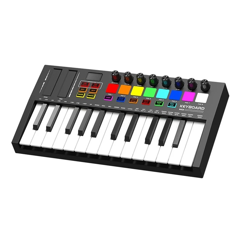25 Key MIDI Keyboard Controller Professional Electronic Audio Intelligent Portable Arranging Strike Pad Keyboard Piano