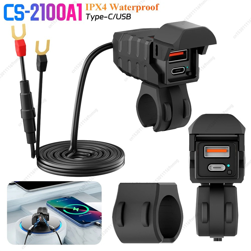 PD QC3.0 Motorcycle USB Fast Charger Handlebar USB Socket Charger Waterproof 12V Power Supply Adapter Motorcycle Accessories