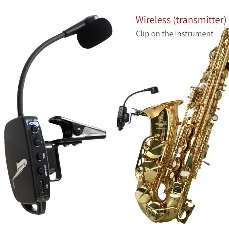 Professional UHF Wireless Instrument Microphone For Saxophone Trumpet Trombone Wireless Microphone 165ft Range Plug and Play