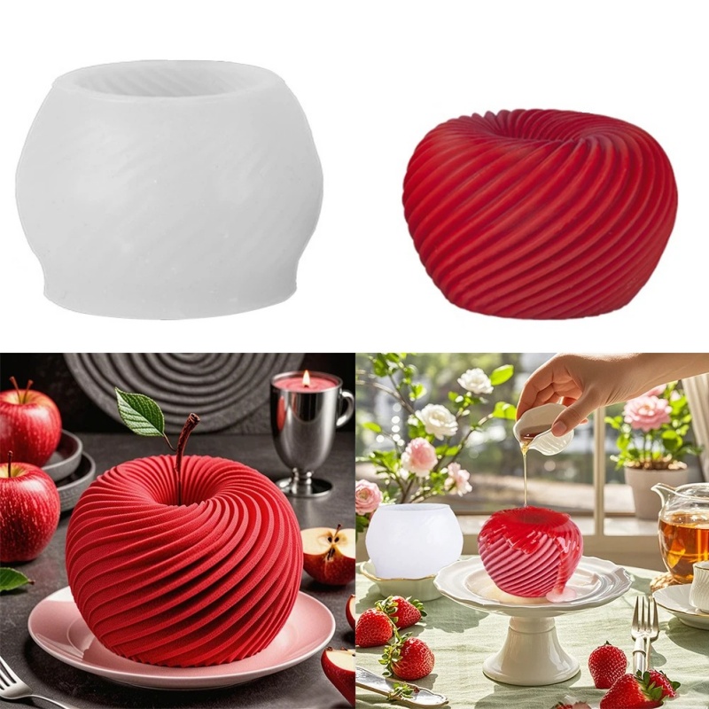 3D Spiral Apple Shape Mousse Cake Silicone Mold Dessert Making Mould for Christmas Valentines Day Holiday Baking Cooking Tools