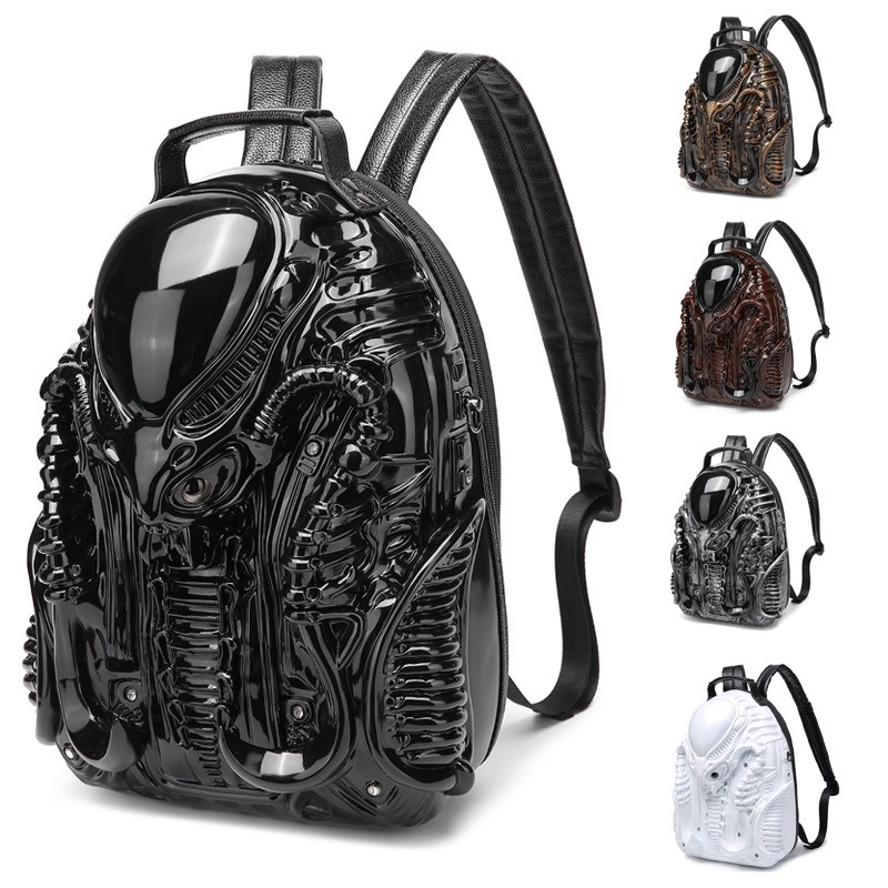 3D Xenomorph Shaped Backpack for Women Men Halloween Backpacks Cool Predalien Shoulder Bag Punk Backpack Casual Daypacks