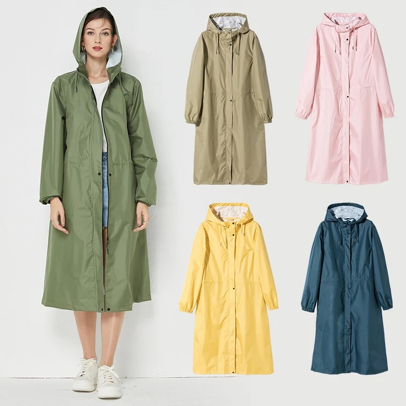 Long Raincoat Women Men Waterproof Windproof Hooded Rain Coat Jacket Cloak Motorcycle Bicycle Full Body Ladies' Ponchos