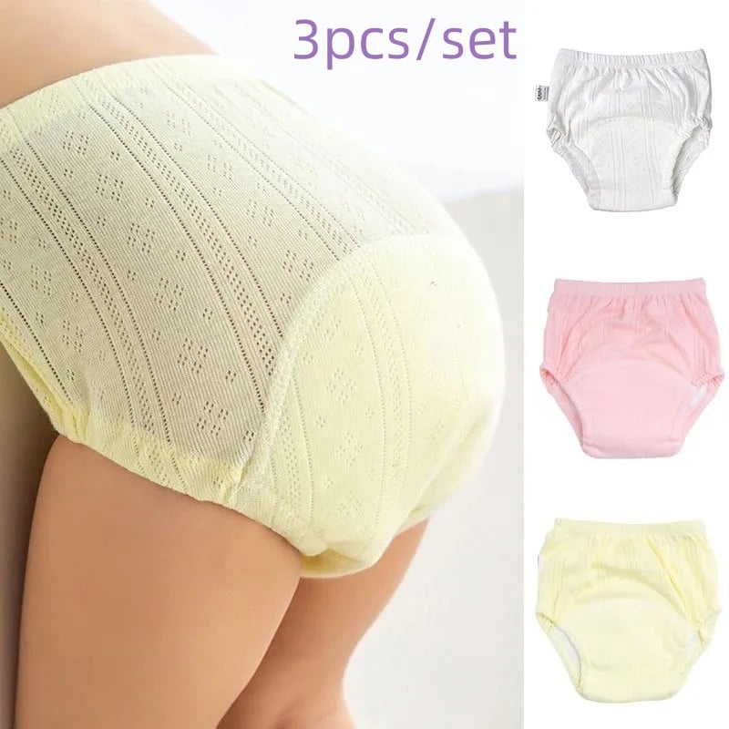 3pcs/set Cute Baby Waterproof Reusable Training Pants Cotton Baby Diaper Infant Shorts Nappies Panties Nappy Changing Underwear