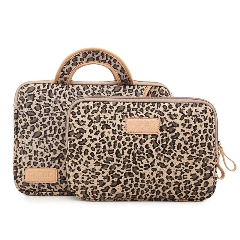 13 14 15 Inch Laptop Bag Sleeve Case Leopard Print Portable Briefcase Bag For Macbook Lenovo Dell HP Travel Computer Handbag