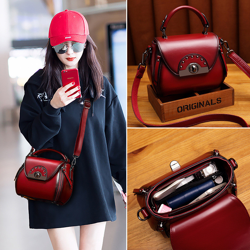Female Tote Bag Cowhide Luxury Handbag Bucket Bag Purse Women Famous Brand Shoulder Bag Ladies Crossbody Messenger Bag