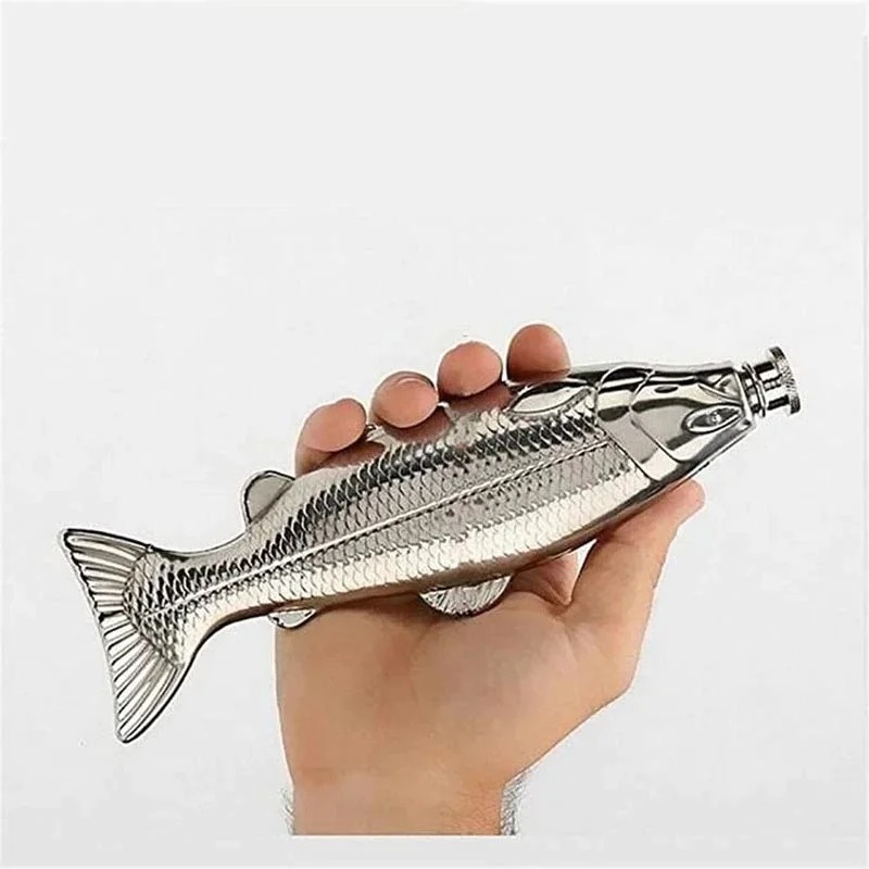 Trout-Fish-Shape Hip Flask 5oz Alcohol Bottle with Funnel Mini Pocket Whiskey Flasks Stainless Steel Party Drinkware for Travel