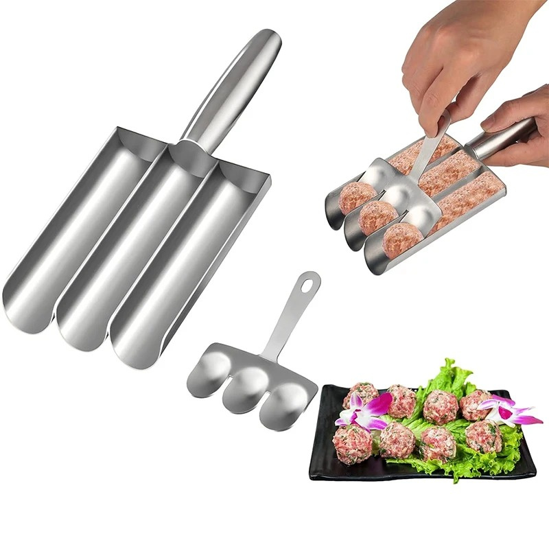 304 Stainless Steel Meatball Scoop Maker Mold for Fish Beef Easy-Release Non-Stick Rice Ball Dumplings Maker DIY Kitchen Tools