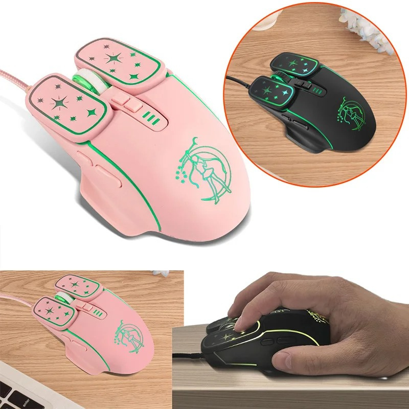 Sailor Moon Tsukino Usagi Wired Mouse Anime Characters Cool Glowing USB Computer Gaming Mouse Office Optical Mouse