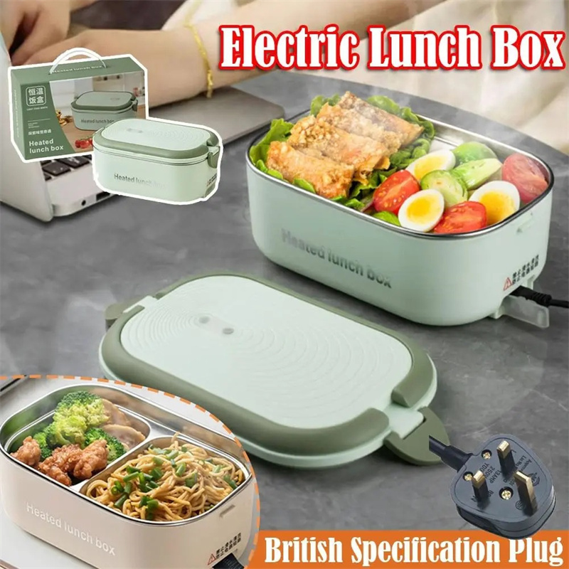 EU/UK/US Plug 304 Stainless Steel Electric Lunch Box Food Heated Warmer Container Constant Temperature Heated Lunch Box