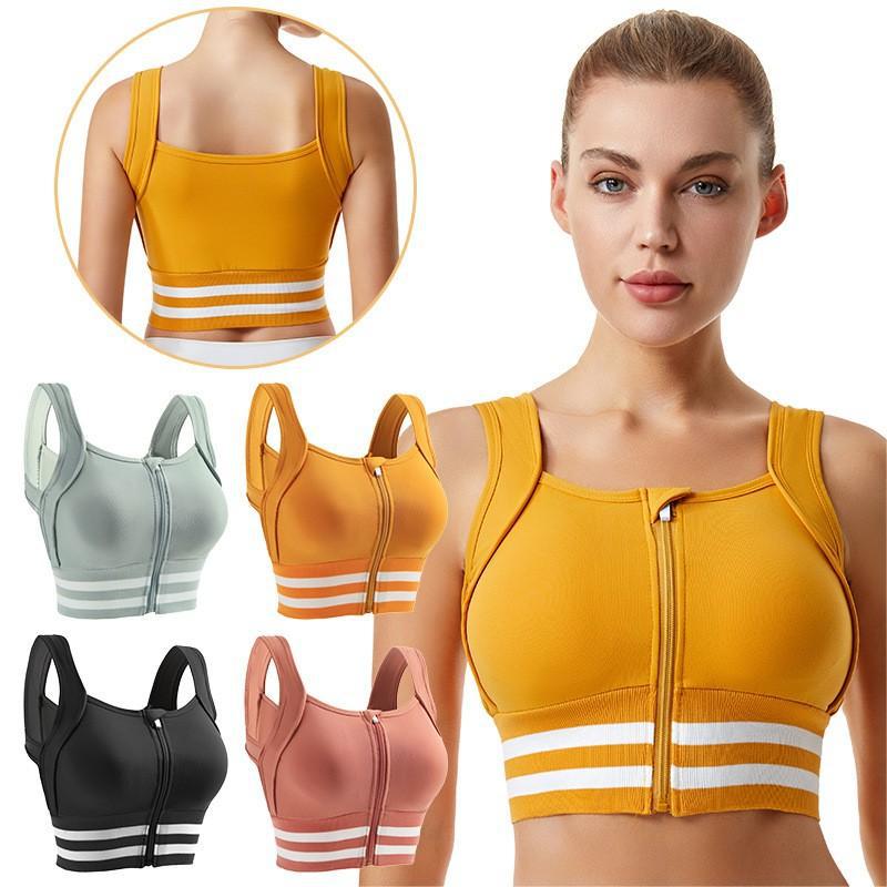 Sports Bra Women Crop Top Fitness Sportswear Bras Fitness Female Zipper Underwear Vest Running Shockproof Push Up Bras Lingerie