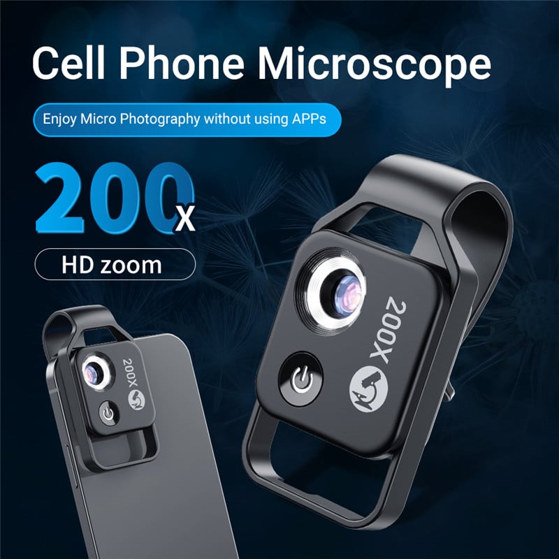 APEXEL HD Camera Lens 200X Microscope Lens for iPhone Android Universal Phone High Magnification LED Easy Use Magnifying Glass