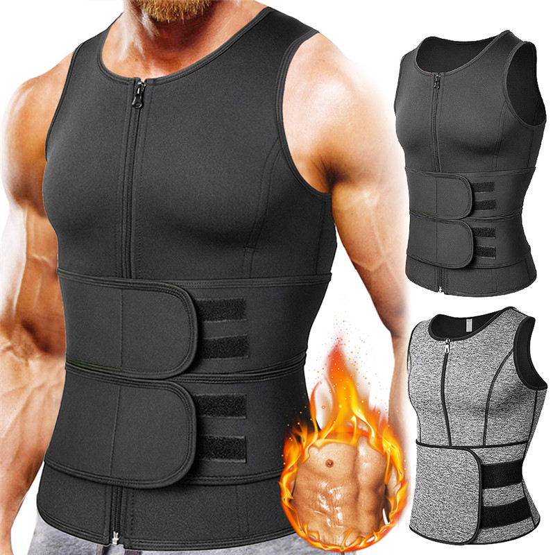 Men Body Shaper Fitness Neoprene Sauna Vest Waist Trainer Double Belt Sweat Shirt Corset Top Abdomen Slimming Shapewear Fat Burn