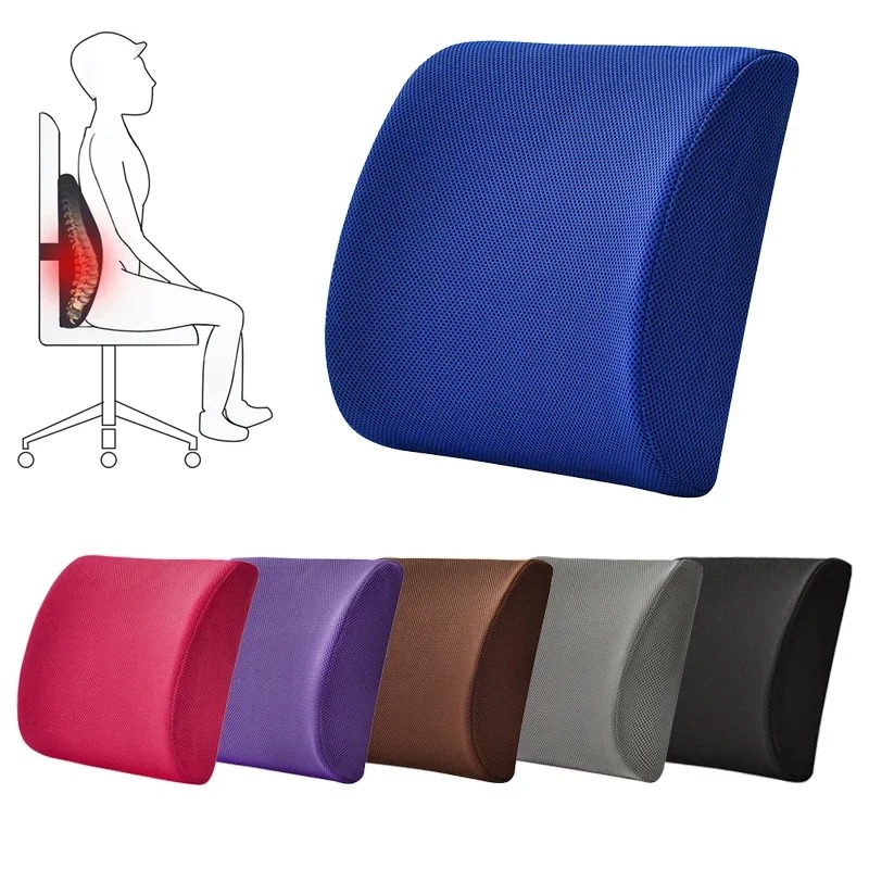 Memory Foam Lumbar Back Support Cushion Resilience Pillow For Car Seat Cushion Travel Massage Pillows Home Office Waist Pillow